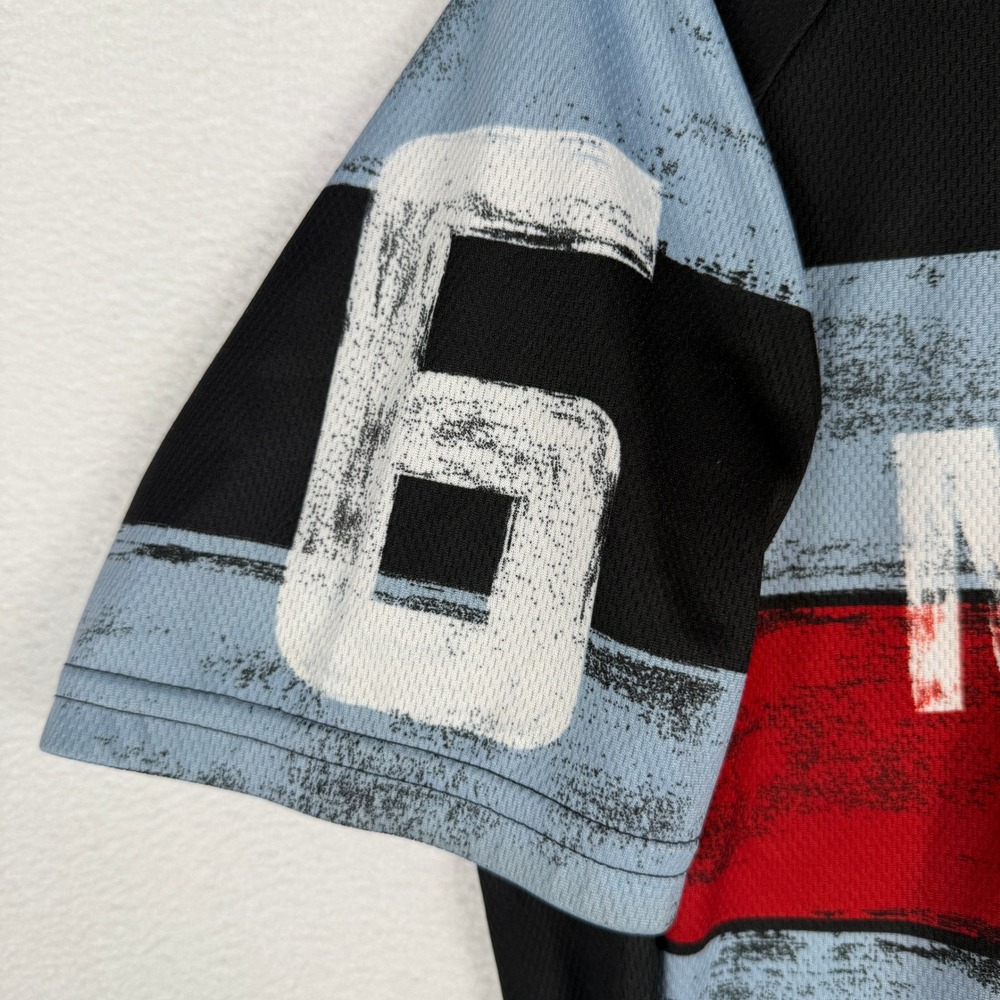 Twin Six Masher Cycling Jersey Mens L Blue Black Striped 3/4 Zip Back Pockets - Picture 7 of 13